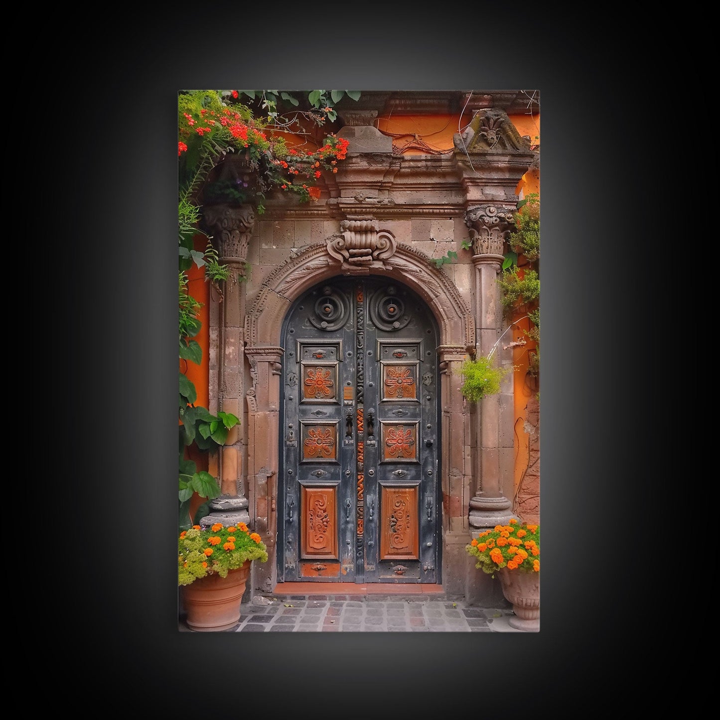 Change2 Indian Wall Art, Colorful Indian Doors, Framed Canvas Print, Painting Print, Traditional Hindu Architecture, Ready To Hang