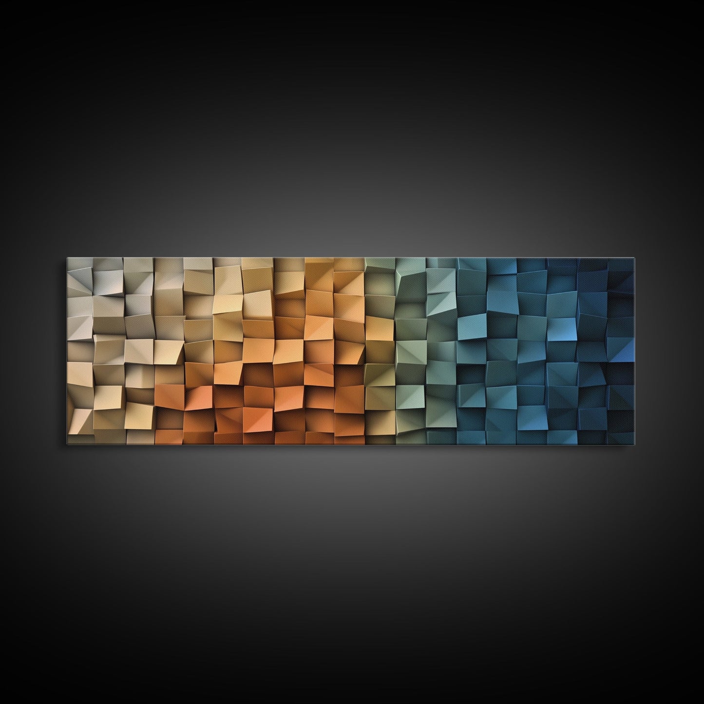 The Beach as Cubes - Framed Canvas Print - Abstract Geometric Patterns Wall Art