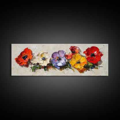 Framed Canvas Wall Art - Wild Flowers - Canvas Print - Impasto Style Oil Painting Print - Floral Botanical Wall Art - Wild Flowers