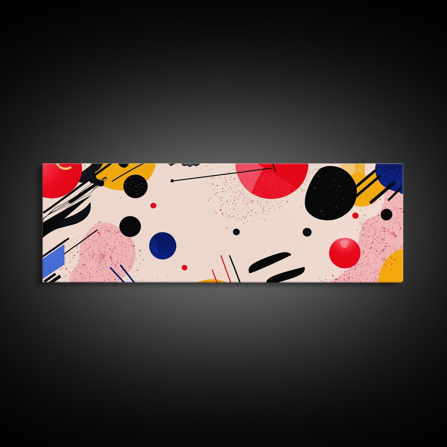 Retro 1990s Inspired Wall Art, Framed Canvas Print, Pink and Cerise Geometric Shapes, Boho Abstract Art, Modern Art / Home Decor