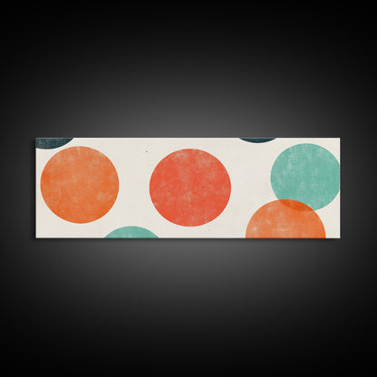 Orange and Green Wabi Sabi Wall Art, Framed Canvas Print, Abstract Wall Art, Minimalist / Neutral Circles Extra Wide Art