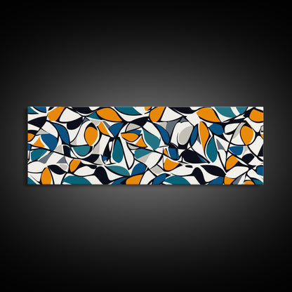Mid Century Modern Art - Floral Abstract Pattern - Panoramic Canvas Print - Retro Loft Art - Large Wall Art - Geometric Abstract Art
