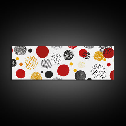 Polk Dots MCM Wall Decor, Framed Canvas, Canvas Print, Midcentury Modern Abstract Art, White Background, Eclectic Kitsch Home Decor