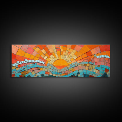 Sunset Mosaic Tiles Canvas Print - Retro Home Decor - MCM Style Wall Art - Above Sofa Canvas Art - Mosaic Artwork