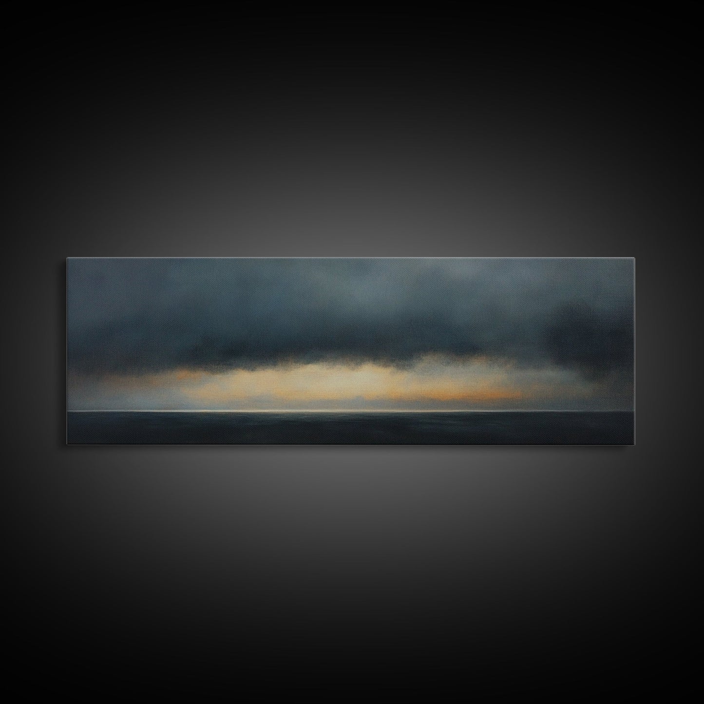 Prelude - Storm Over The Calm Sea - Framed Canvas Print - Dark and Moody Decor - Seascape Painting - Unique Wall Art