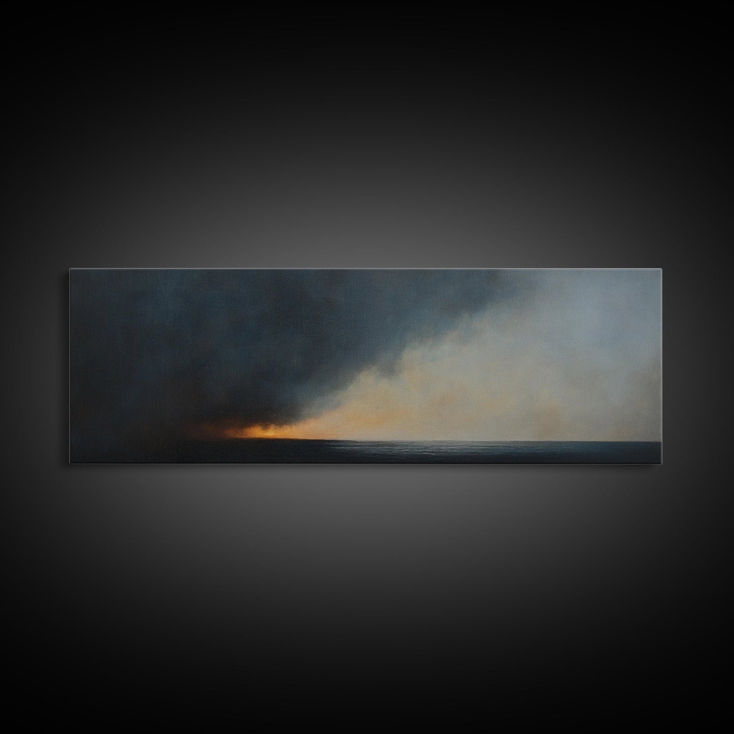 Storm Clouds Rolling In - Framed Canvas Print - Dark and Moody Landscape Painting - Seascape Painting - Ocean Art - Nautical Decor