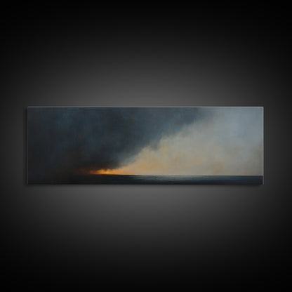 Storm Clouds Rolling In - Framed Canvas Print - Dark and Moody Landscape Painting - Seascape Painting - Ocean Art - Nautical Decor