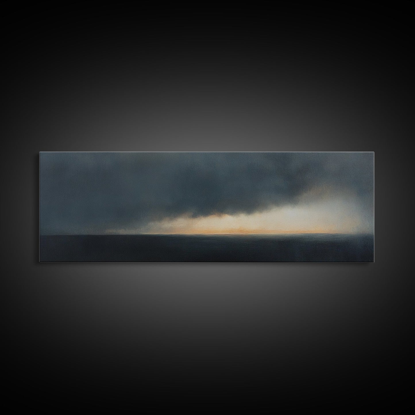 Storm On The Horizon - Panoramic Seascape Painting Print - Subdued Wall Art - Moody Decor - Boho Style Minimalist Landscape Painting