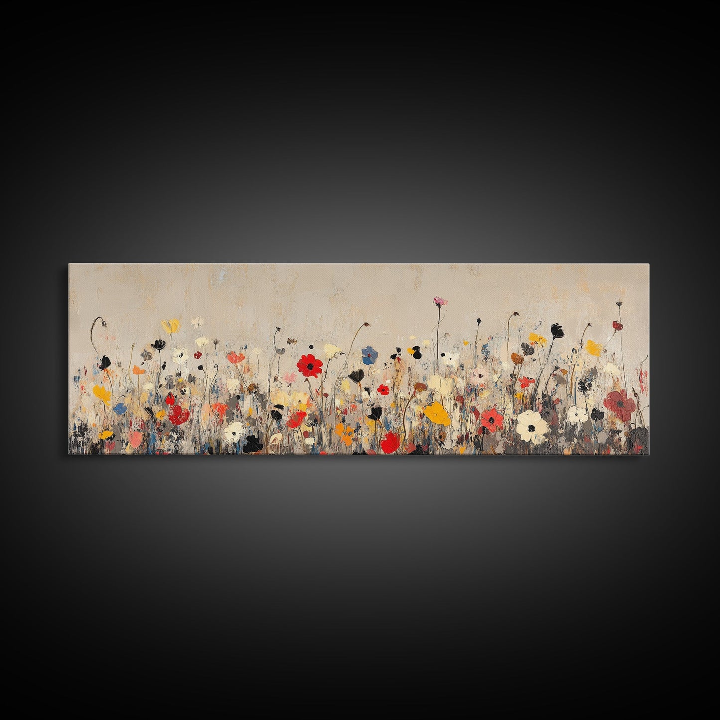 Muted Wild Flowers On White Background, Framed Canvas Print, Mother's Day Gift Idea, Wood Frame, Rustic Art, Farmhouse Decor, Boho Art