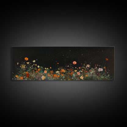 Bunch of Wild Flowers Under a Starry Night Sky, Boho Farmhouse, Eclectic Decor, Kitsch Wall Art, Modern Farmhouse Wall Art