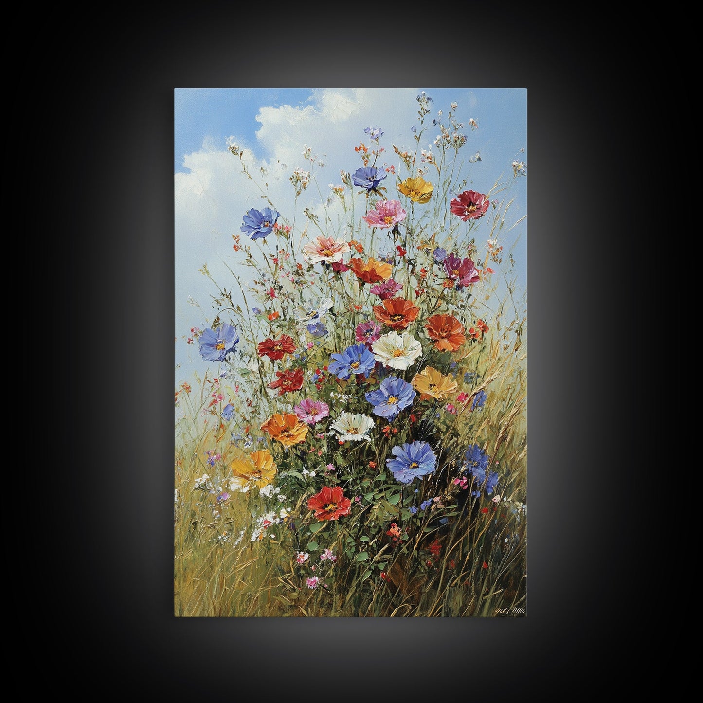 Botanical Wall Art | Oil Painting Botanical Print on Canvas | Wood Framed Boho Farmhouse Print | Large Wall Art | Oversized Wall Decor