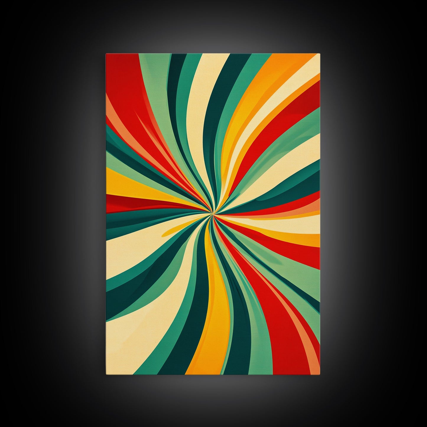 MCM Wall Art Framed Canvas Print, Colorful Boho Style Wall Art, Mid-Century Modern Wall Art, Retro 1950s Style Geometric Abstract Art