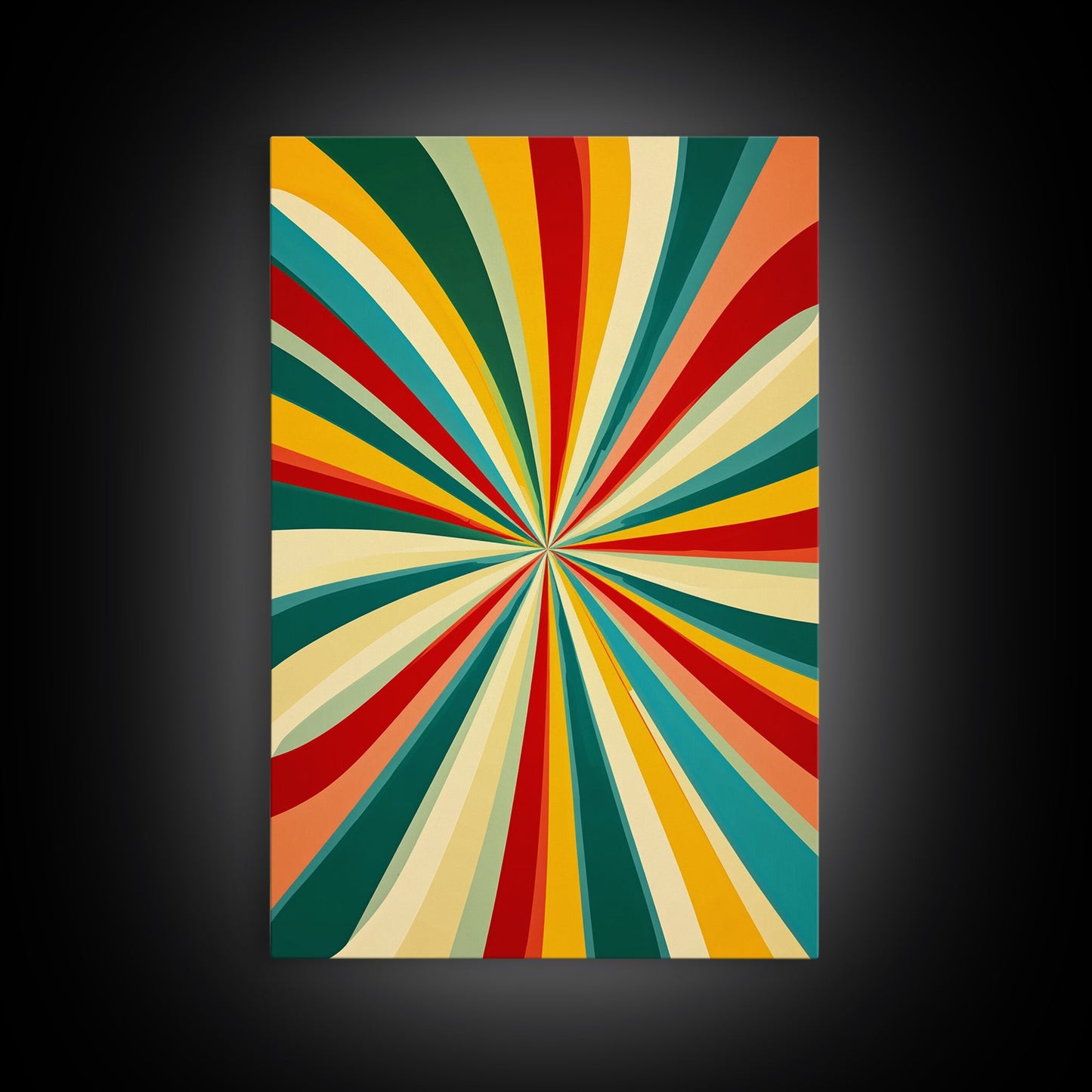 MCM Style Abstract Art - "The Tunnel" - Mid-Century Modern Wall Art, Large Wood Framed Wall Art with Midcentury Modern Style, Boho Decor