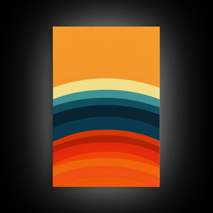 Shades Of The Sun Gradient Painting Print, Wood Framed Canvas, Minimalist Wall Art, Art Deco Inspired Living Room Decor