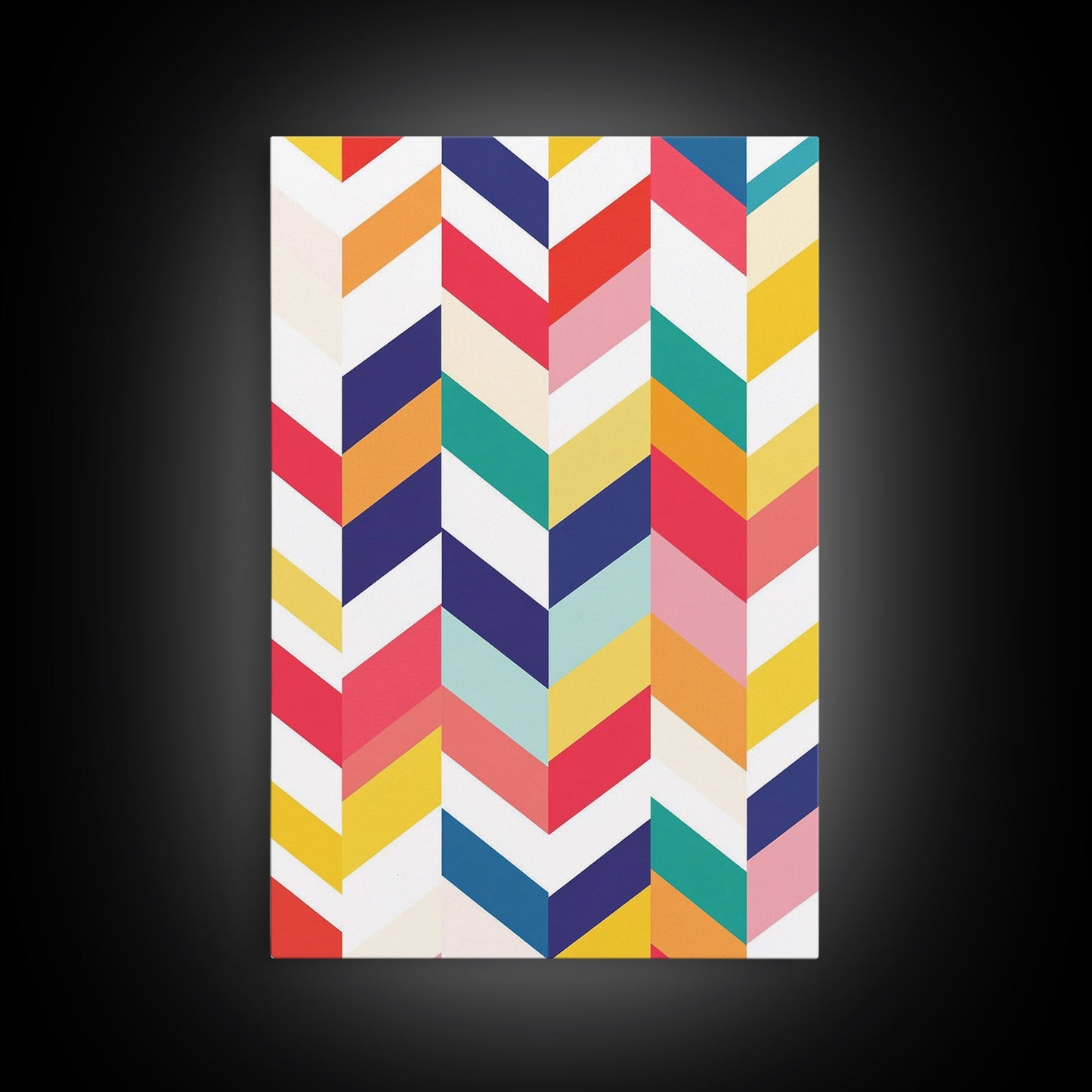 Pastel Chevrons Wall Art, Framed Canvas Print, Wood Framed Wall Art, Framed Wall Art, Gift Idea, Home Decor, Tire Track Print