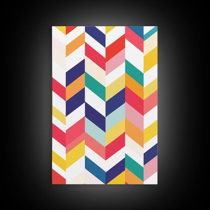 Pastel Chevrons Wall Art, Framed Canvas Print, Wood Framed Wall Art, Framed Wall Art, Gift Idea, Home Decor, Tire Track Print