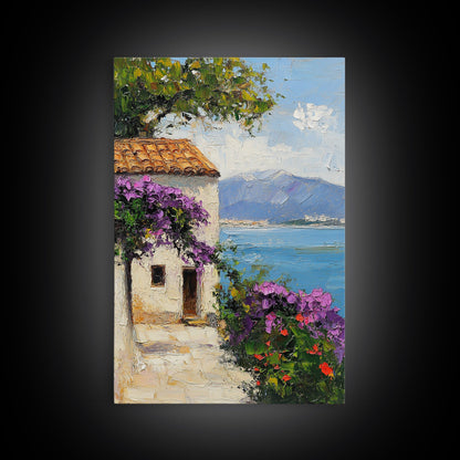 Italian Villa Art - Italy Print - Canvas Print - Gift For Italian, Italy Decor Vacation Gift Idea, Boho Modrn Art, Italy Themed Gift