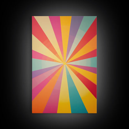 MCM Inspired Wall Art, Fire Engine Red, Slate Green, Storm Grey and Bee Yellow Geometric Framed Canvas Print, Boho Decor