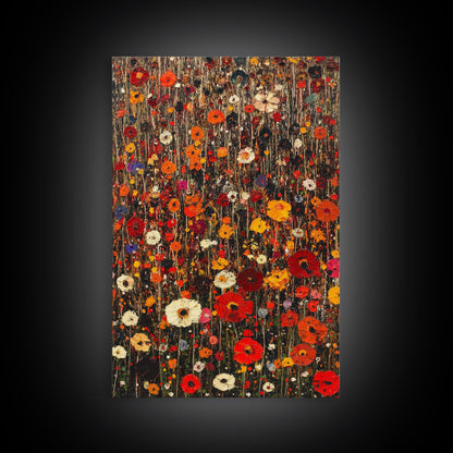 Muted Flower Print, Canvas Print With Wood Frame Boho Home Decor, Flower Art, Kitchen Art Print, Gift For Mom, Living Room Wall Decor