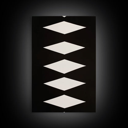 White Diamonds Geometric Aztec Terracota Canvas Print, Modern Farmhouse, Southwestern Art, Arizona Art, Black and White Wall Art