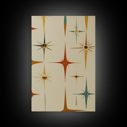 Mid Century Modern Atomic Starburst Retro Wall Art - Atomic Decor - Canvas Print - 50s Style Wall Art - MCM Mid Century Modern Art