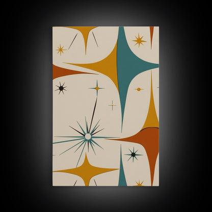 Art Deco Star Burst Canvas Print Wall Art, Retro 50s Style, Starburst, Mid-Century Modern Wall Art, Minimalist Home Decor, Modern Art