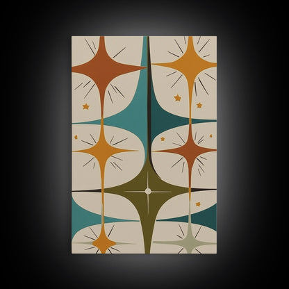 Art Deco Star Burst Canvas Print Wall Art, Retro 1950s Style, Starburst, Mid-Century Modern Wall Art, Minimalist Home Decor, Modern Art