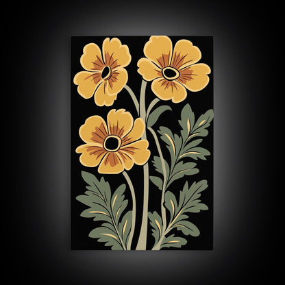 Abstract Floral Botanical Framed Canvas Wall Art, Abstract Botanical Print Minimalist Modern Art Boho Wall Decor Living Room Wall Art