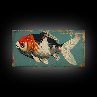 Gold Fish Painting Print, Wood Framed Canvas Print Wall Art Home Decor For Above Sofa In Living Room