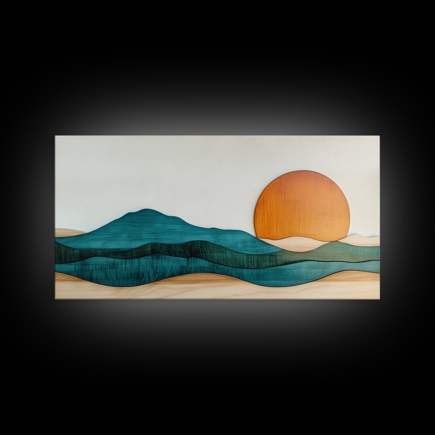 Beautiful Sunset Landscape Painting Print, Minimalist Decor, Eclectic Boho or Kitsch Wall Art