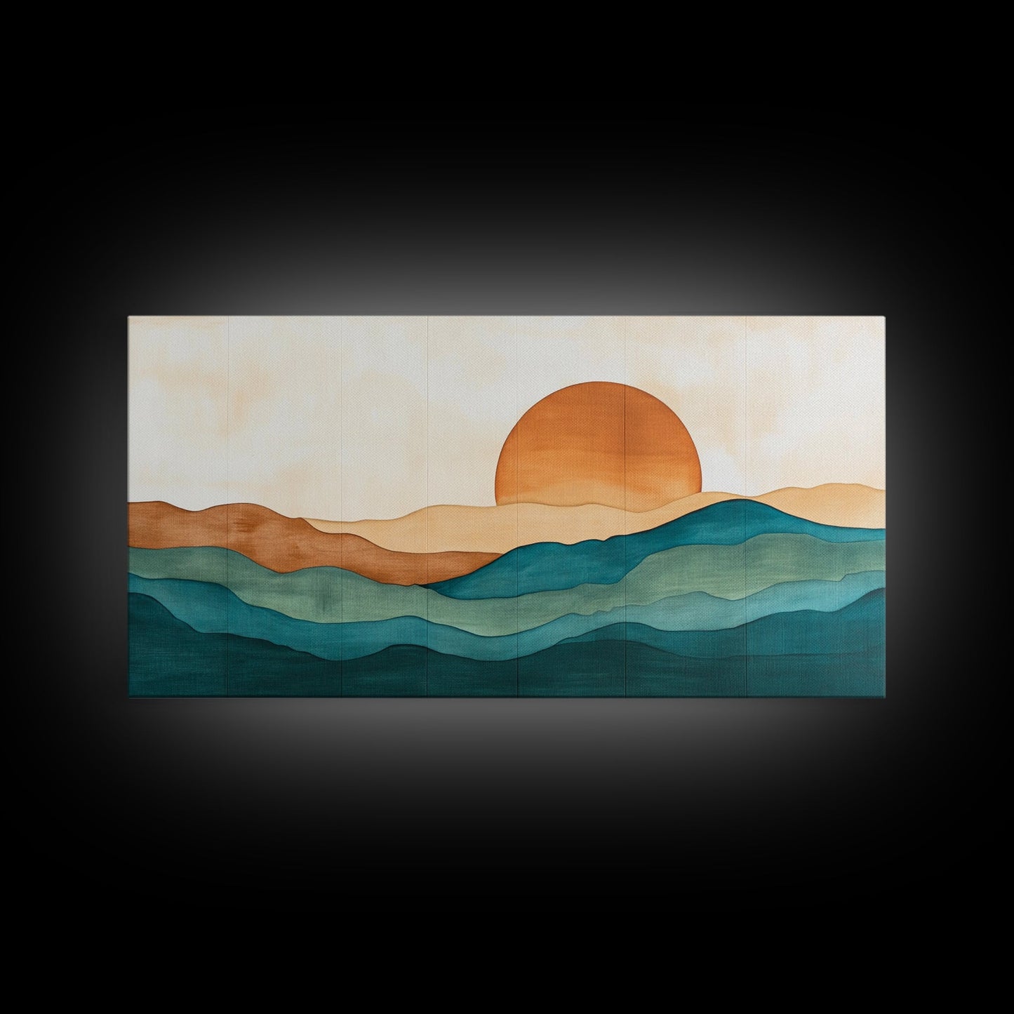Kitsch Sunset Landscape Painting Print, Boho Wall Decor, Minimalist Wall Art, Eclectic Gift Idea, Kitsch Living Room Decor