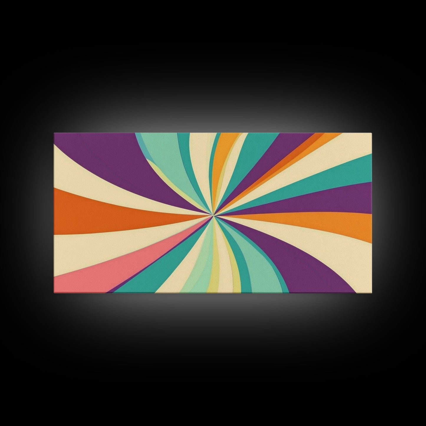 Mid Century Modern Framed Bauhaus Style Wall Art, Canvas Retro Decor, Horizontal Panoramic Wide and Narrow Wall Art Painting