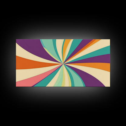 Mid Century Modern Framed Bauhaus Style Wall Art, Canvas Retro Decor, Horizontal Panoramic Wide and Narrow Wall Art Painting