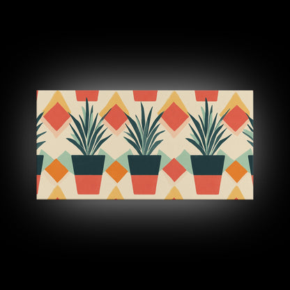 Mid Century Modern Botanical Print, Wood Framed Canvas Art, Botanical Wall Art, Boho Style Southwestern Pueblo Art