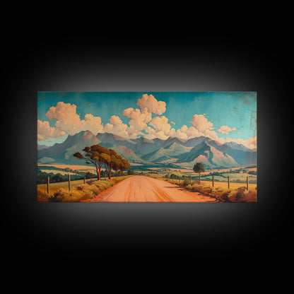 Nevada Desert Dirt Road Framed Canvas Print, Nature Print, Minimalist Wall Art, Life In The Desert, Rustic Farmhouse Above Sofa Wall Art