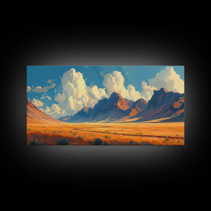 Southwestern Wall Decor | Western Wall Art | Retro Landscape Painting | Canvas Print | Retro Wall Hanging | American Western Arizona Art