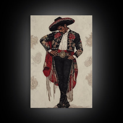 The Matador Oil Painting Canvas Print, Chicano Wall Art, Mexicano Decor, Mexican Inspired Wall Art