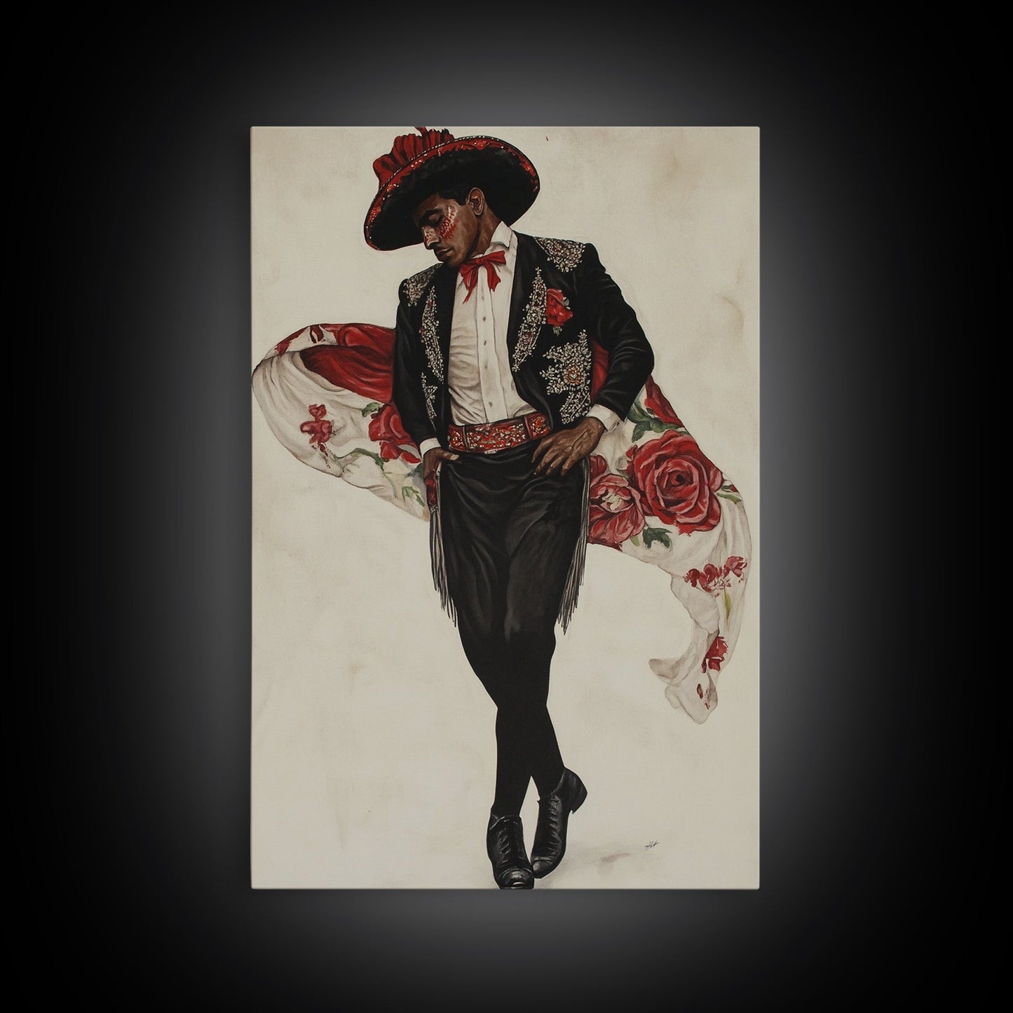 Spanish Toreador Framed Canvas Print, Impressionist Wall Art, Mexicano Wall Art, Spanish Decor, Spanish Wall Art, Cultural Decor