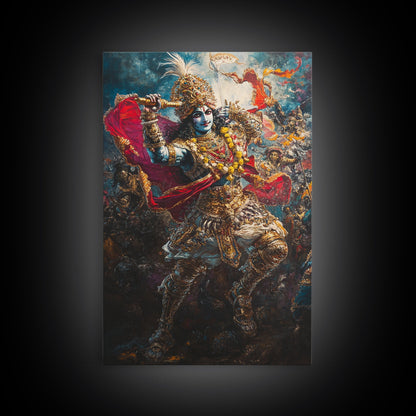 Krishna Wall Art, Radha Krishna Framed Canvas Print, Indian Hindu Wall Art