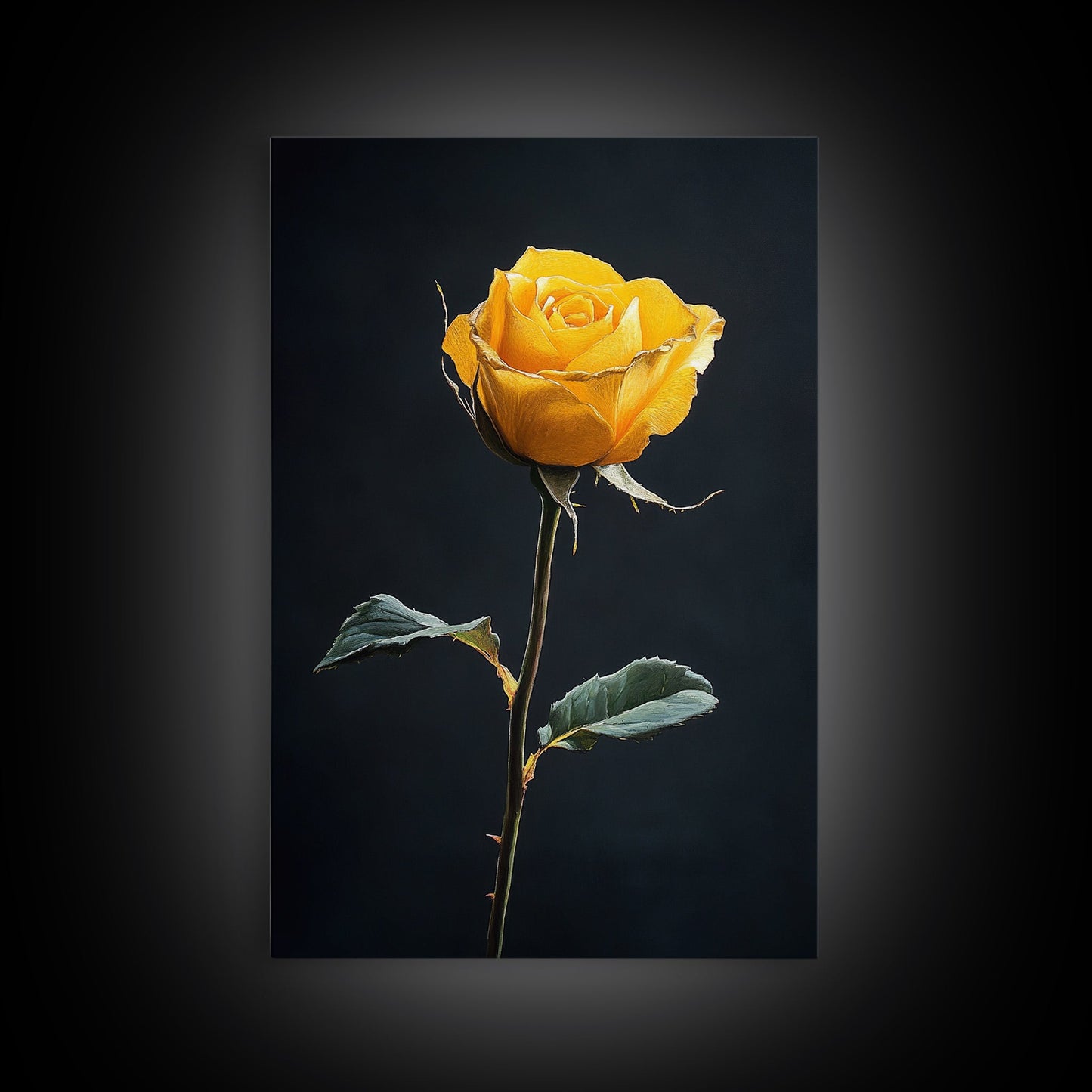 Maximalist Painting Print of a Yellow Rose, Framed Canvas, Wood Framed Art, Modern Farmhouse Decor, Rose Painting, Rose Art