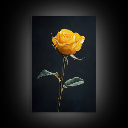 Maximalist Painting Print of a Yellow Rose, Framed Canvas, Wood Framed Art, Modern Farmhouse Decor, Rose Painting, Rose Art