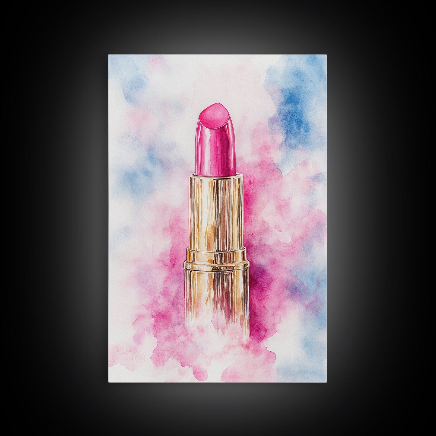 Pink Lipstick Framed Canvas Print, Preppy Dorm Room Decor, Makeup Wall Art, Girl's Dorm Room Wall Art, Preppy Art, Preppy Style Decor