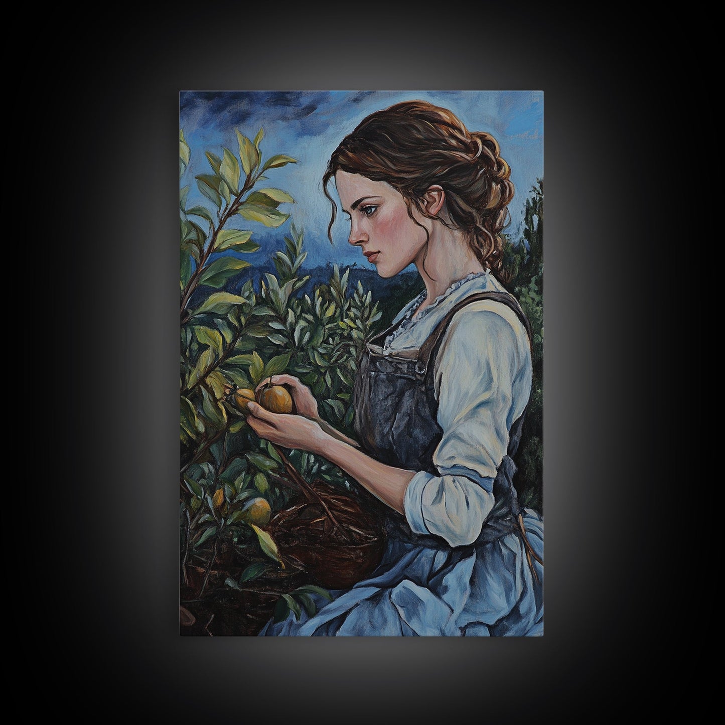 Woman In Garden Painting Print, Victorian Woman Portrait Painting Print, Lady In The Garden, Traditional Wall Art