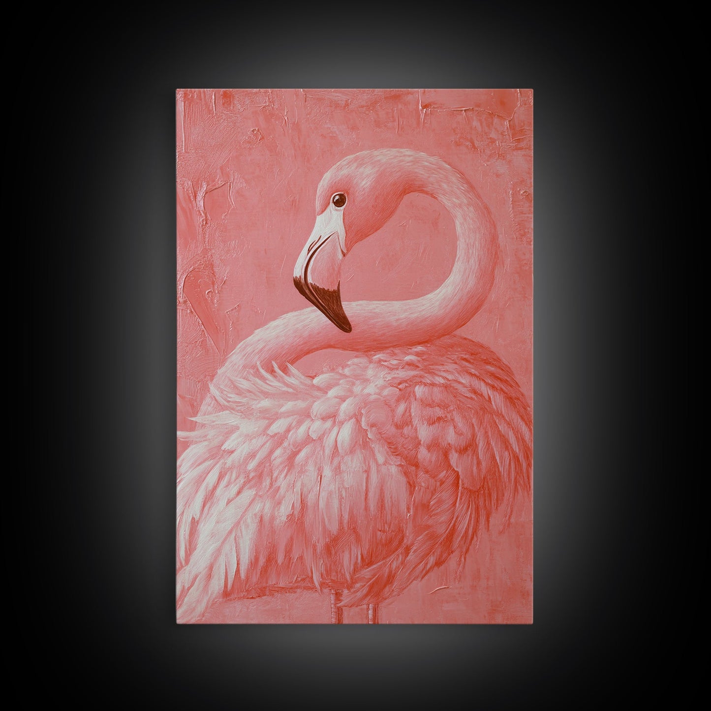Pink Flamingo Painting Print, Preppy Trendy Wall Art, Animal Print, Framed Canvas Print, Wood Framed Art, Dorm Decor, Apartment Art