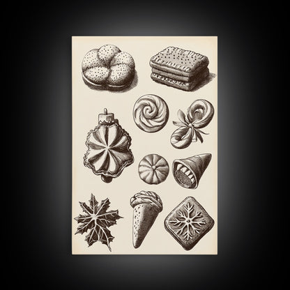 Cute Christmas Cookies Canvas Print - Framed Canvas - Minimalist Christmas Art - Boho Christmas Art - Rustic Christmas Art