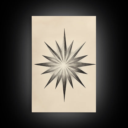 The North Star Canvas Print - Framed Canvas - Minimalist Christmas Art - Boho Christmas Art - Rustic Christmas Art