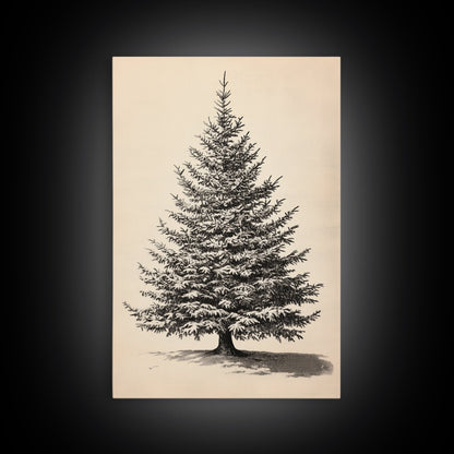 Sketch of a Christmas Tree Canvas Print - Framed Canvas - Minimalist Christmas Art - Boho Christmas Art - Rustic Christmas Art