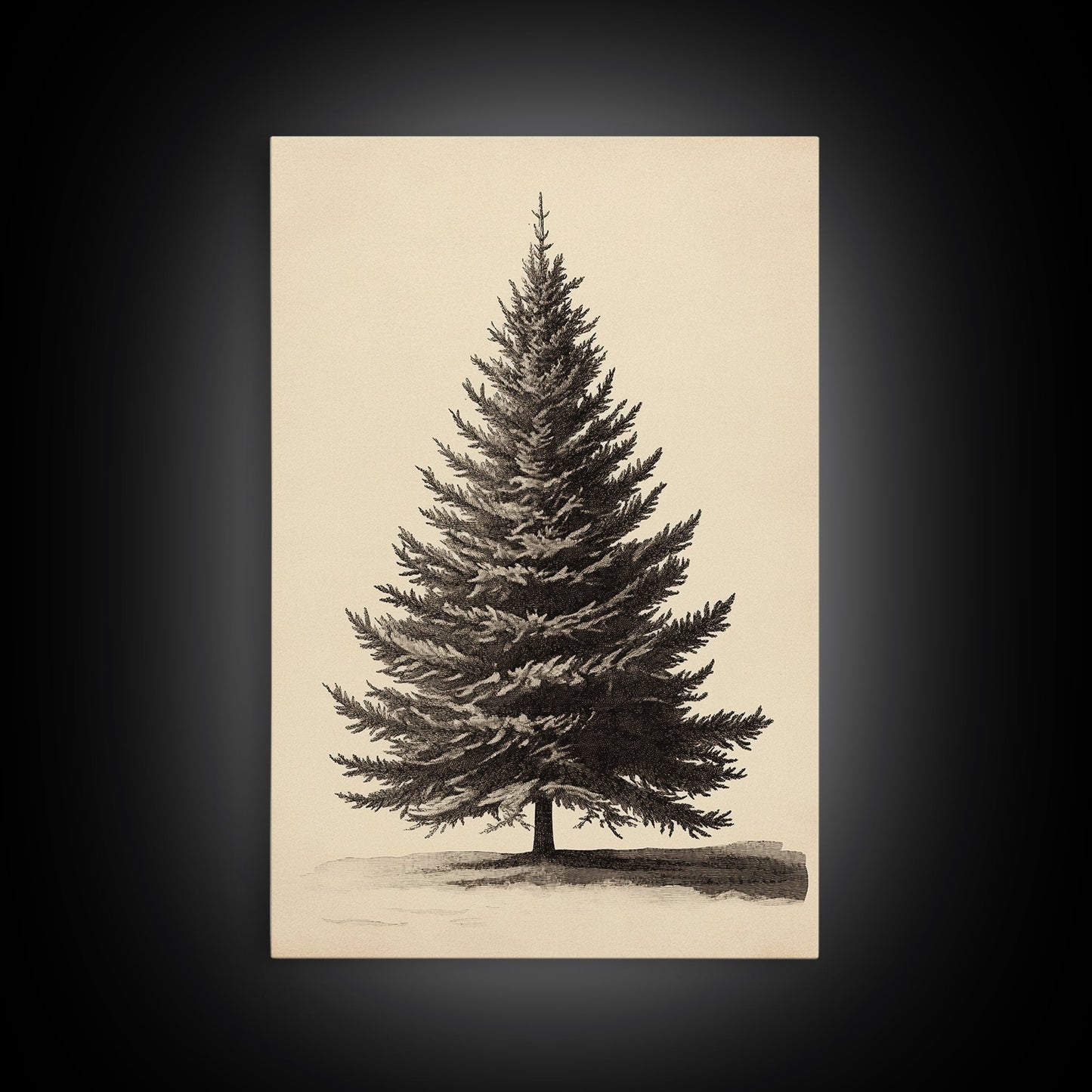 Vintage Christmas Tree Canvas Print - Framed Canvas - Minimalist Christmas Art - Boho Christmas Art - Rustic Christmas Art