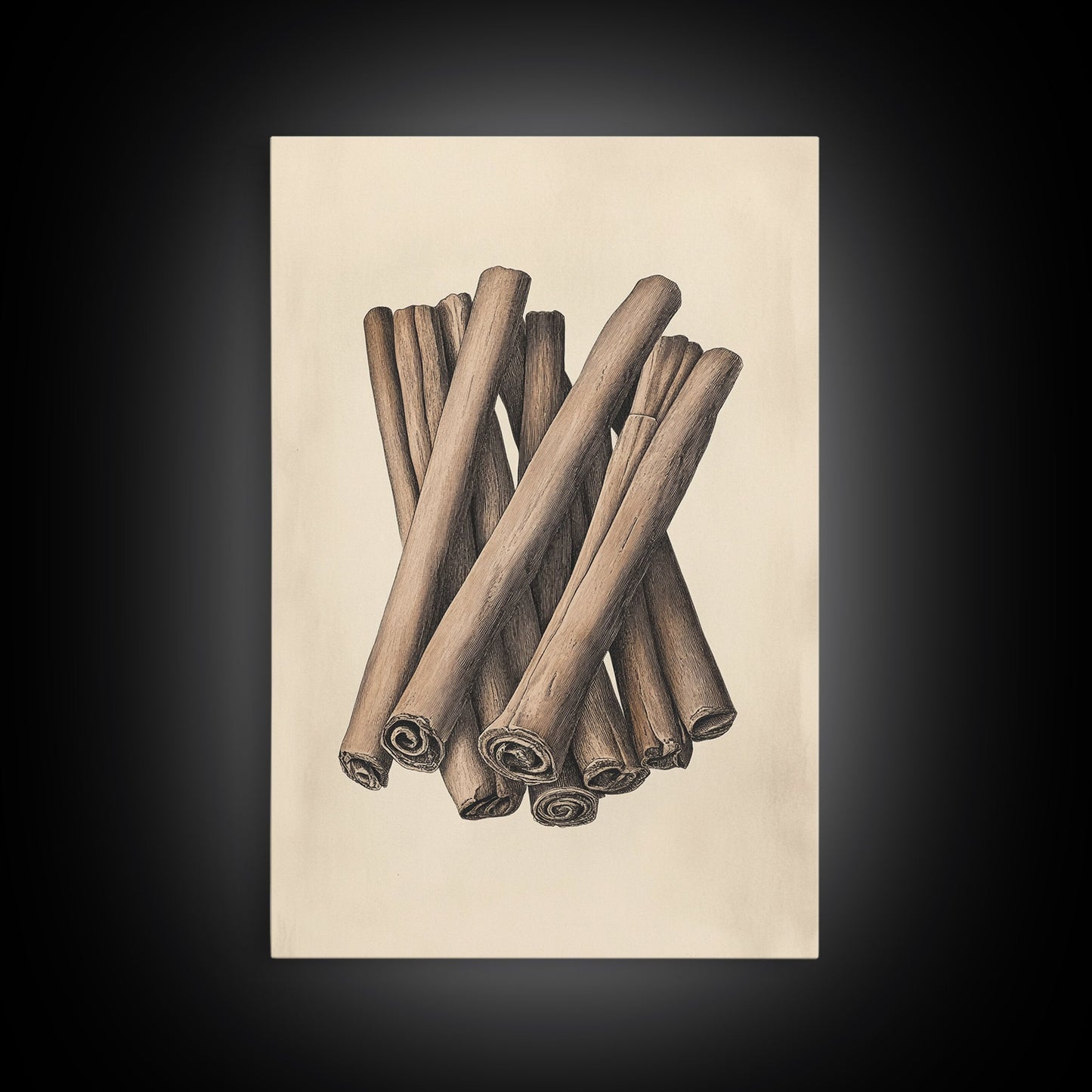 Christmas Cinnamon Sticks Canvas Print - Framed Canvas - Minimalist Christmas Art - Boho Christmas Art - Rustic Christmas Art