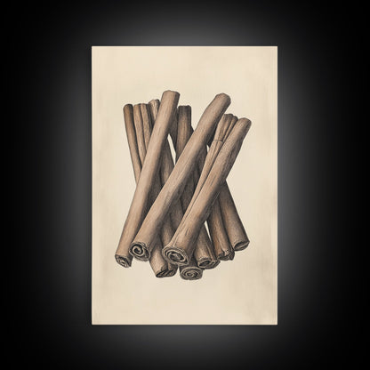 Christmas Cinnamon Sticks Canvas Print - Framed Canvas - Minimalist Christmas Art - Boho Christmas Art - Rustic Christmas Art